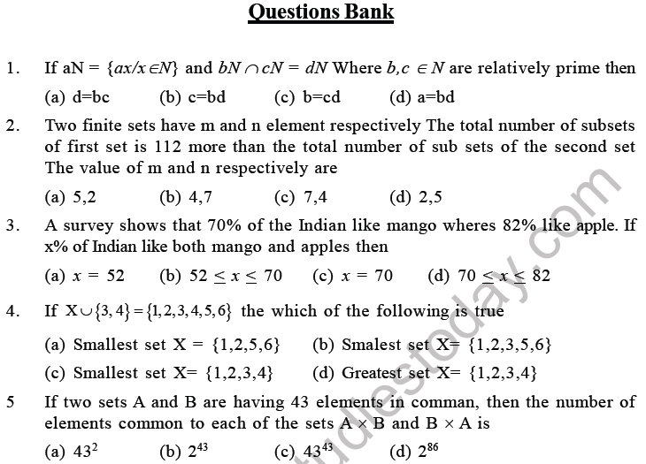 JEE Mathematics Relation and Functions MCQs Set C, Multiple Choice